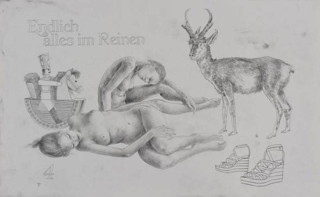 Strichentwurf zur Grafik Endlich alles im Reinen